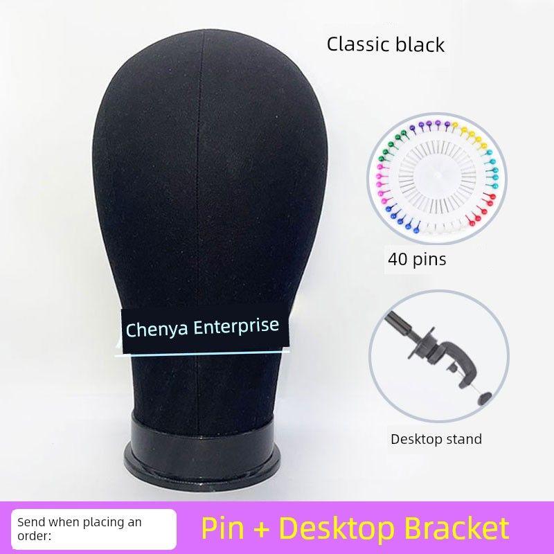 

Canvas Mannequin Head for Inserting Needles Model Head Fixed Wig Showing Stand Hold Wigs Ornament Modeling Mold Mannequin Head Classic black 22 send 40 pins + small bracket