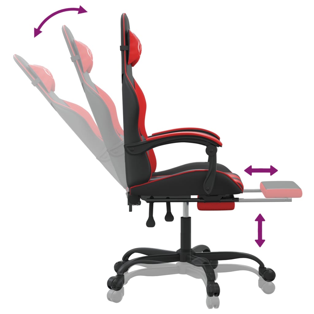 Gaming Chair with Footrest Black and Red PU Leather
