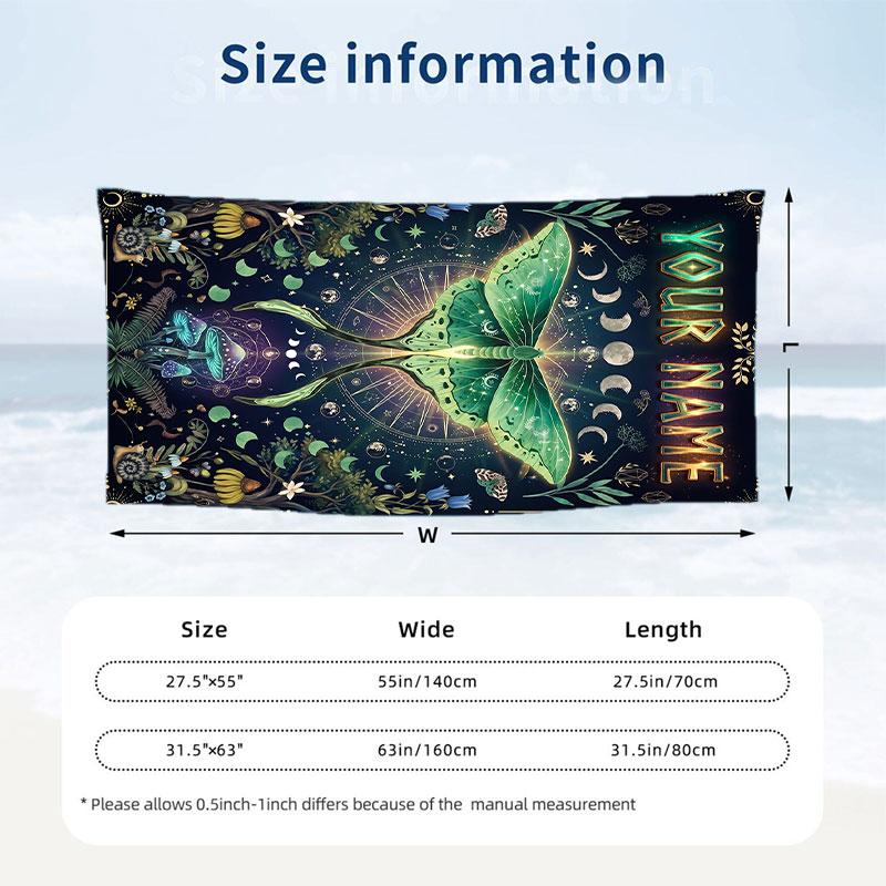 Fantasy Magic Theme Beach Towel Personalized Custom Name & Text Soft Quick Dry Beach Towel for Swimming Travel
