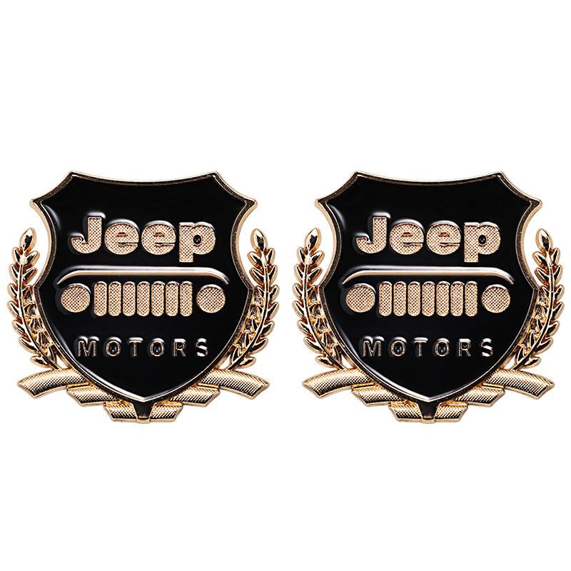2Pcs Metal Emblem Sticker Car Badge Decoration Decals For Jeep Wrangler Rubicon Renegade Compass Grand Cherokee Patriot Liberty AMU1