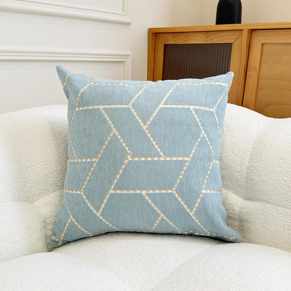 New Simple Pillows Morandi Color Geometric Jacquard Chenille Pillow Case Sofa Living Room Backrest