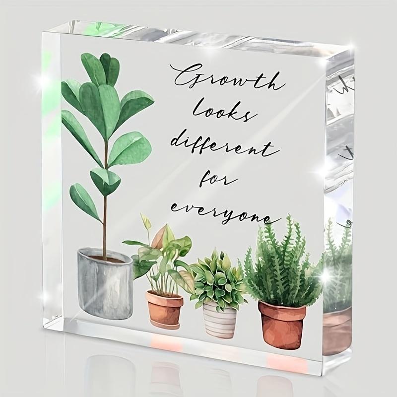 

Inspirational Desktop Decoration - Growth Looks Different for Everyone Plant Growth Mindset Decorative Acrylic Signboard - Mental Health 10*10cm