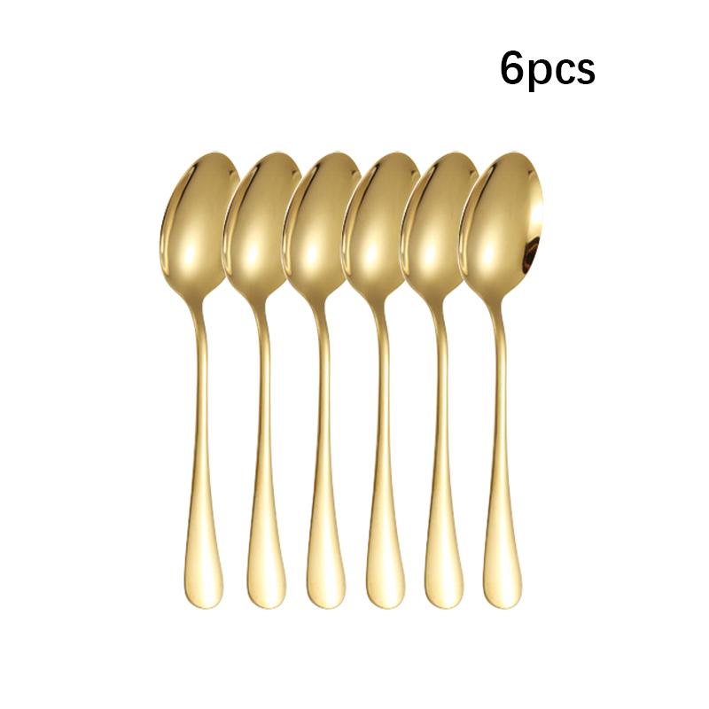 6/30pcs Golden Stainless Steel Tableware Knife, Fork and Spoon Hotel Thickened Western Tableware Steak Knife, Fork and Spoon Set