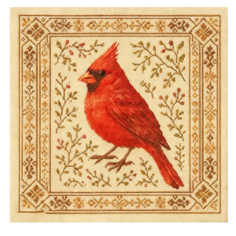 Bird Embroidery Craft Set For Adults Kids Detailed Pattern Guide Cloth Materials Art Project