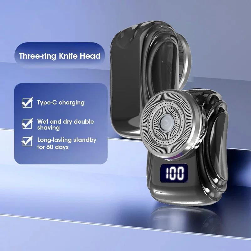 Waterproof Electric Shaver Mini Shavers Portable Male Travel Shaver with Digital Display USB Rechargeable Dry Wet Shave Razor