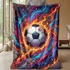 Soccer Ball in Flames Theme blanket Lightweight Warm Flannel Blanket Decorative Throw Blanket for Home Decoration