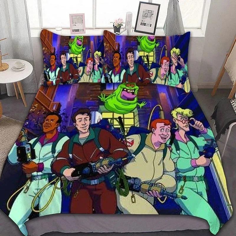 Sängkläder Set Ghostbusters Tryckt Full Storlek Täcke Säng mjuk varm Överkast Påslakan Örngott Set Vuxen Pojkar sängkläder