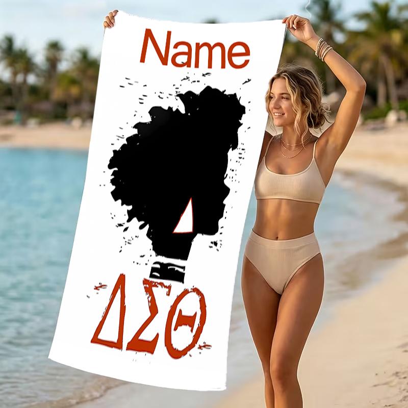 Customizable personalized beach towels Delta Sigma Theta themed designs.Suitable for the beach, yoga, sports;ideal as beach accessories