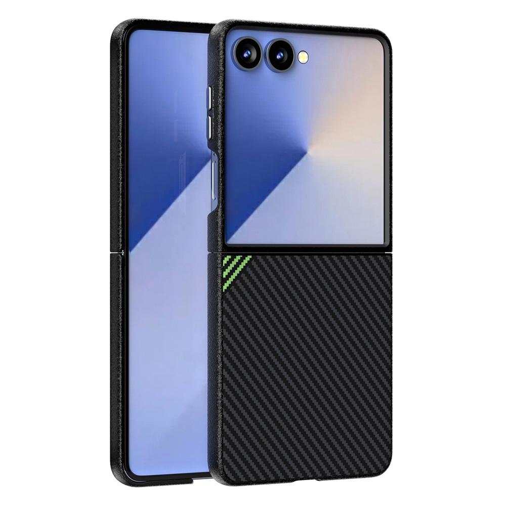 ABEEL For Samsung Galaxy Z Flip7 5G Magnetic Case Carbon Fiber Texture TPU PC PU Phone Back Cover