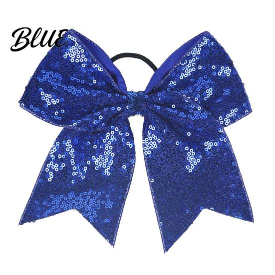 Large Glitter Bow Ties Sequins Hair Bows Elastic Tie Cheerleading Bands for Girls Band Ponytail Holder Scrunchies Women Teens Kids Colorful Sequin