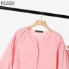 ZANZEA Women 3/4 Sleeve Blouse and Shorts Casual Two Piece Suit Set