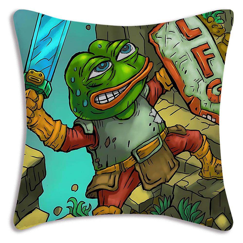Cartoons fun Sad P-Pepe frog Pillow Covers Cartoon Sofa Decorative Home Double-sided Printing Short Plush Cute Cushion Cover