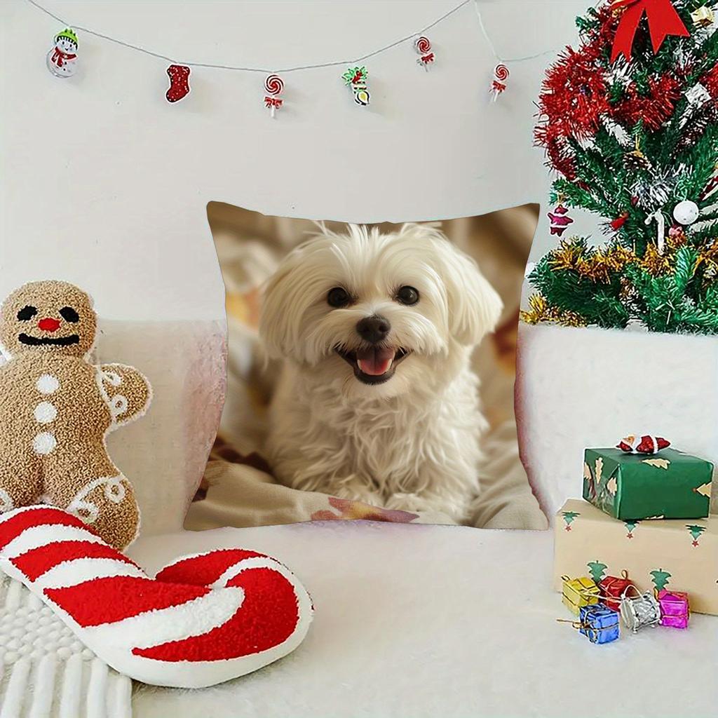 Weiße Malteser Hund Kissenbezüge Schlafzimmer Sofa Quadratische Kissenhülle Wohnzimmer Stuhl Kissenbezüge Innen Hausdekoration Geschenk