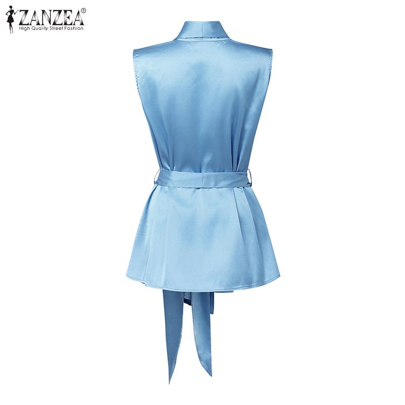 ZANZEA Women Casual V-Neck Sleeveless Satin Vest Tops