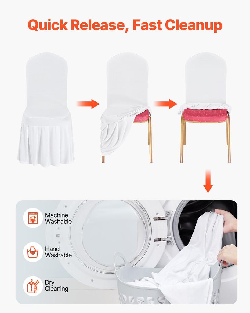 30 Pcs White Chair Covers, Polyester Spandex Chair Cover, Stretch Slipcovers for Wedding Party Dining Banquet Flat-Front Chair Covers, Fits Chair