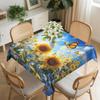 Sunflower Butterfly Square Tablecloth Washable Floral Garden Table Cloth Cover for Dining Party Picnic