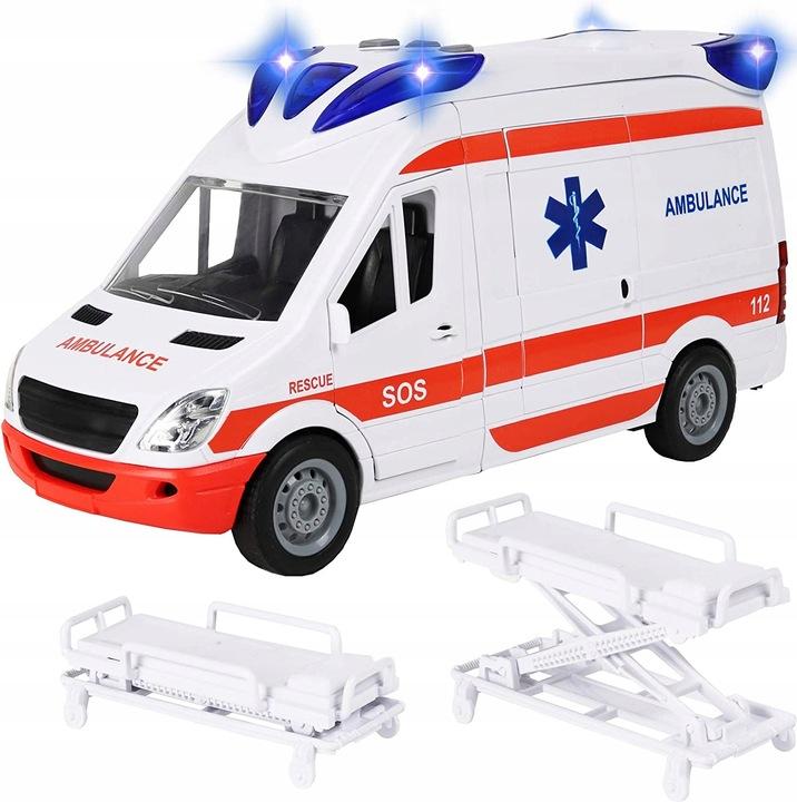Auto Karetka Pogotowia Ambulans Światło Nosze Otwierane Drzwi Gumowe Koła