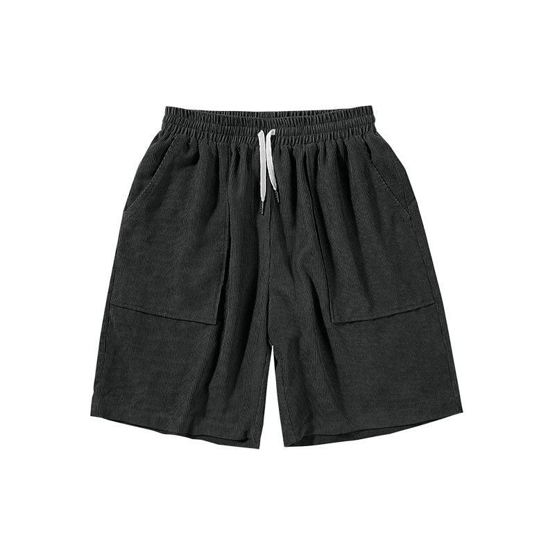 Khaki Corduroy Shorts Oversized Loose Five-quarter Pants Summer Korean Fashion Wide-leg Pants Hip-hop Bottoms For Men And Women