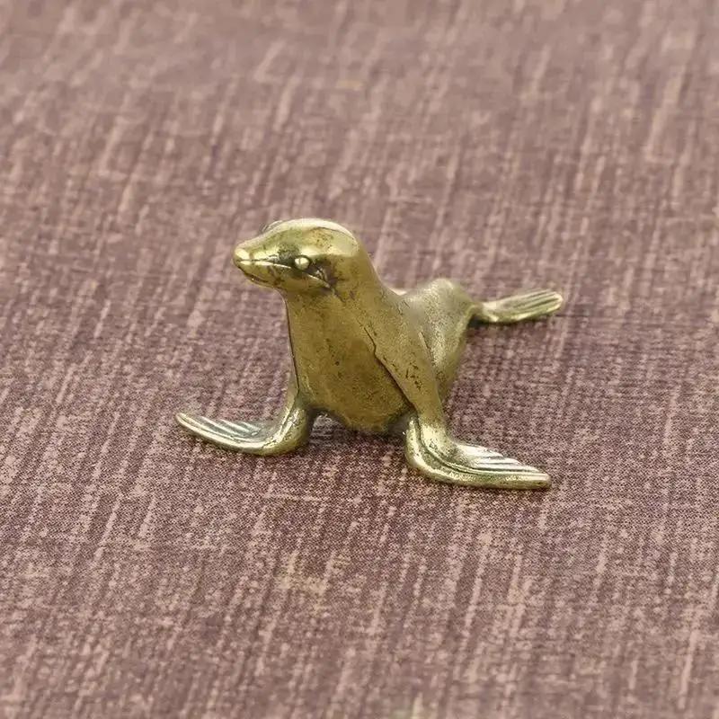 New Sea Animal Seal Figurines Miniatures Retro Brass Office Desktop Crafts Ornament Gifts Home Decorations Living Room Accessory