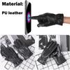 Black Waterproof Gothic Punk Touch Screen Gloves Fleece Guantes PU Leather Gloves Thicken