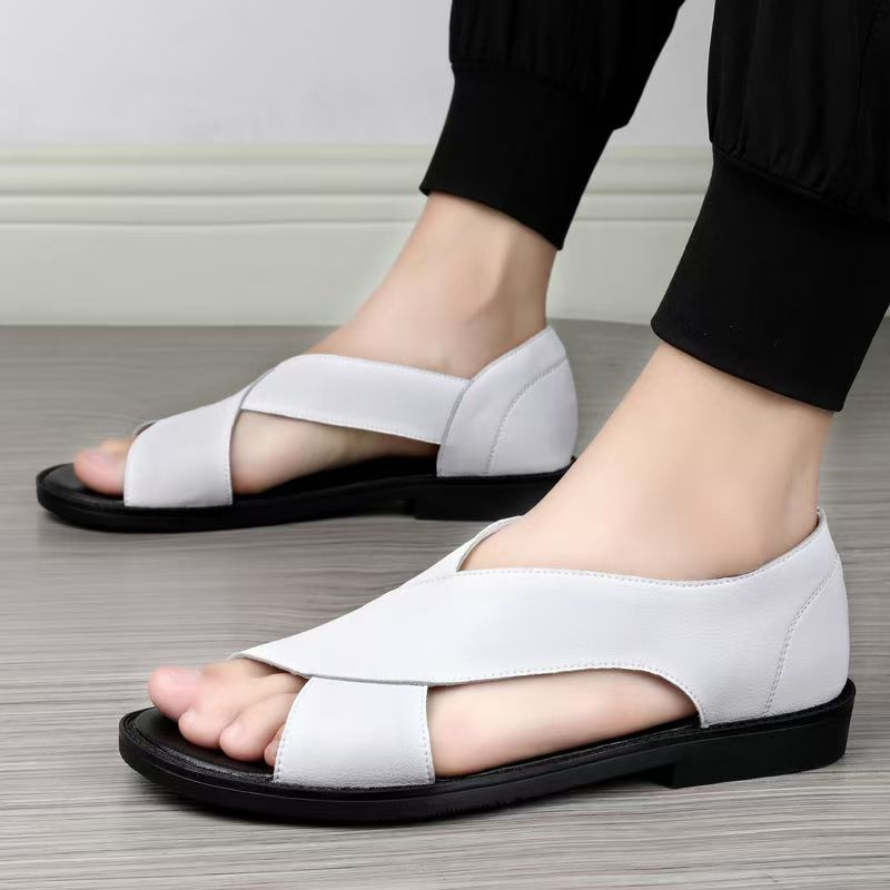 

Мужские кожаные сандалии мужской большой размер 4748 повседневная мужская обувь летняя уличная римские сандалии мягкая подошва нескользящие пляжные туфли 48