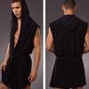 Men's Hooded Sleeveless Thin Silk Bathrobe, European Style, Six Colors Available, Does Not Include Underwear