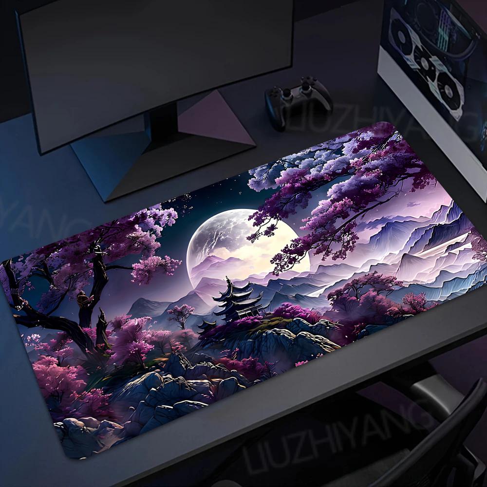 Sakura Landschaft Mauspads Großes Büro-Mauspad XXL Gamer Schreibtischzubehör Computertischunterlagen Erweitertes Langes Teppich-Mauspad