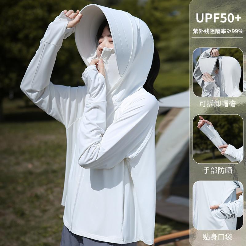 Ice Silk Large Brim Sun Protection Shirt for Women, 1011 New UV Protection Cycling Sun Protection Shirt, Thin Sun Protection Outerwear