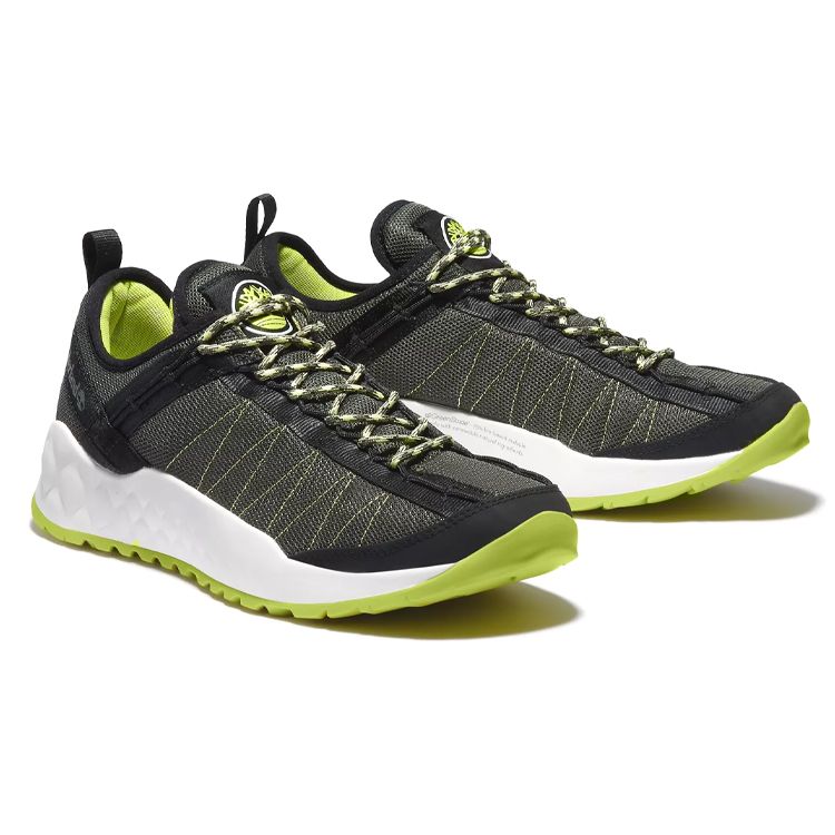 Timberland Solar Wave LT Low Hiking Shoe Black Grey Volt Green Men A2AYSA58