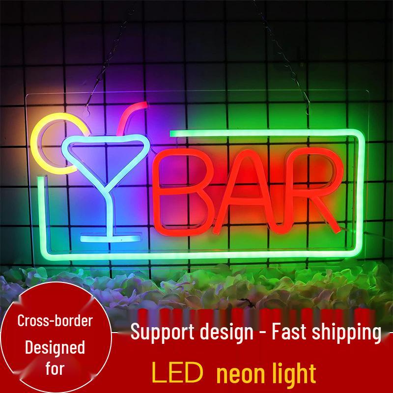 LED Wine Glass Neon Sign - Wall Hanging Decorative Bar Light