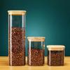 Square Glass Storage Jars with Bamboo Lid for Coffee Beans Grains Noodles Food Storage Containers Kitchen Organizers Storage