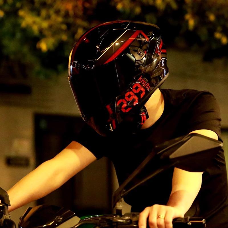 Helmet Motorcycle Men's Four Seasons Women's Full Helmet Breathable Personalized Bluetooth Locomotive Summer Double Mirror Hard Hat