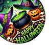 Front Door Hanging Sign Happy Halloween Sign, Retro Round Witch Hat Magic Cauldron Horror Fantasy Dark Theme Decor Wooden Welcome Pendant for