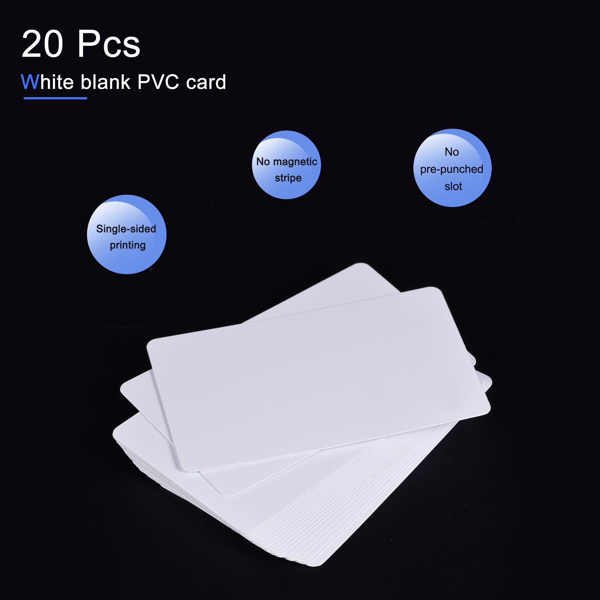 20/50/100Pcs Blank PVC Cards for ID Badge Printers Adhesive-Back Graphics Quality White Plastic CR80 16 Mil (CR8016)