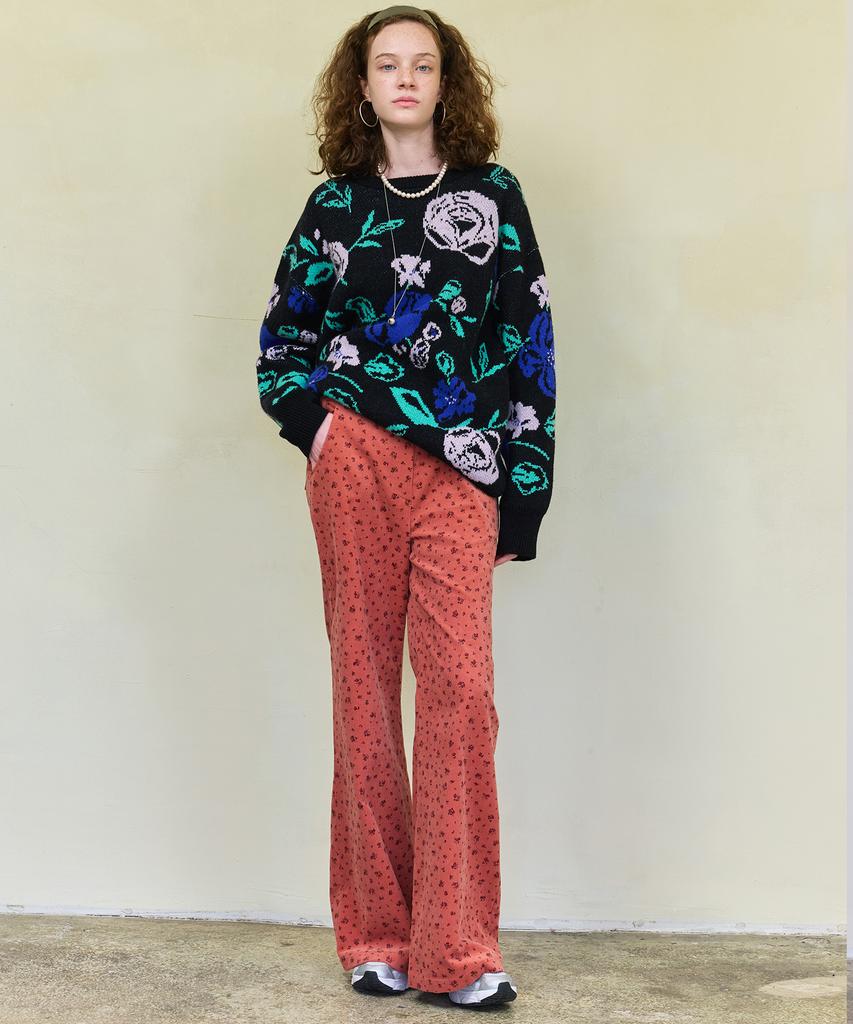 Dyuidyui Flower Corduroy Pants_Pink