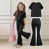 Baby Neugeborene Mädchen Jungen Lockeres T-Shirt + Hose Druck Outfits Set