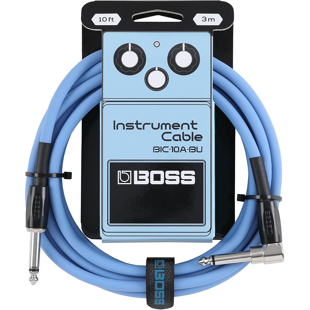 BOSS BOSS Guitar Cable BIC-10A-BU Perfect for Connecting Guitar/Bass To Effectors and Amps, BU Blue
