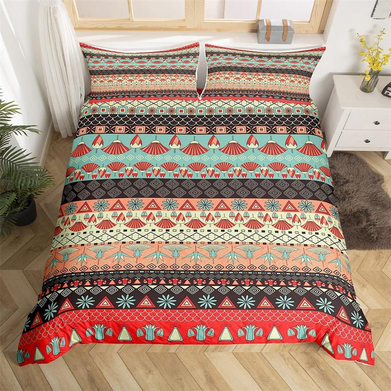 Bohemian Floral Duvet Cover Paisley Mandala Comforter Cover Microfiber Geometry Aztec Mexican Style Bedding Set Twin Queen Size