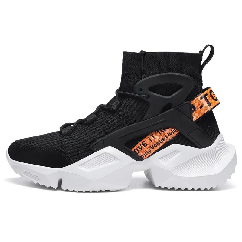 New Men Boots Mesh Fabric High Top Marathon Sports Running Shoes Breathable Lightweight Comfortable Athletic Nonskid Sneakers