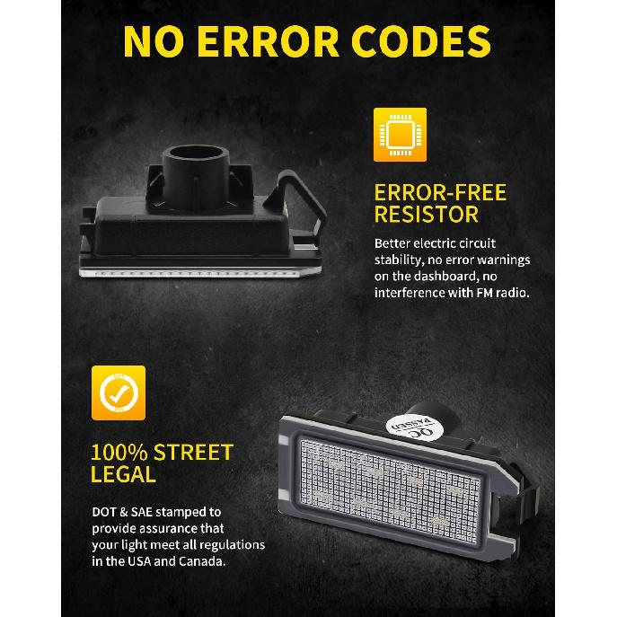 LED License Plate Lights 8-SMD Bright White Tag Lamp Assembly Compatible with Jeep 2014- Grand Cherokee, 2014-2017 Compass, 2014-2017 Patriot, Pack