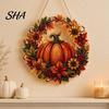 Auffälliges Design Ornament Herbstkürbis Sonnenblumenkranz Hängedekoration, Acryl Handbemalt Weihnachtsbaum Fensterornament, Thanksgiving Halloween