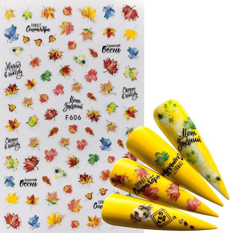 1pc 3D Nail Stickers Spring Summer Natural Flower Leaves Simulation Dried Flower Dragonfly Nail Applique Water Slides Decoration