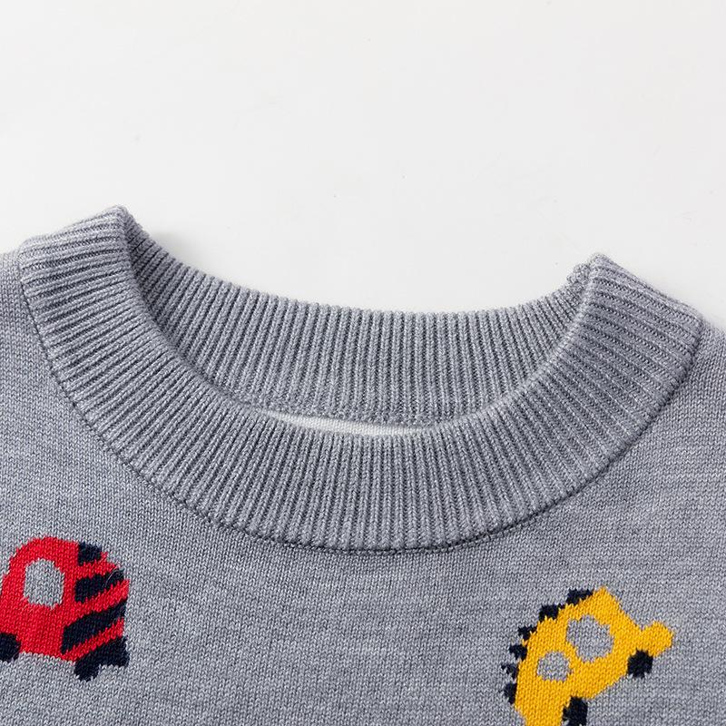 European and American children's clothing autumn and winter children's sweater boys' foreign cartoon trolley crew neck bottom pullover knitted sweater