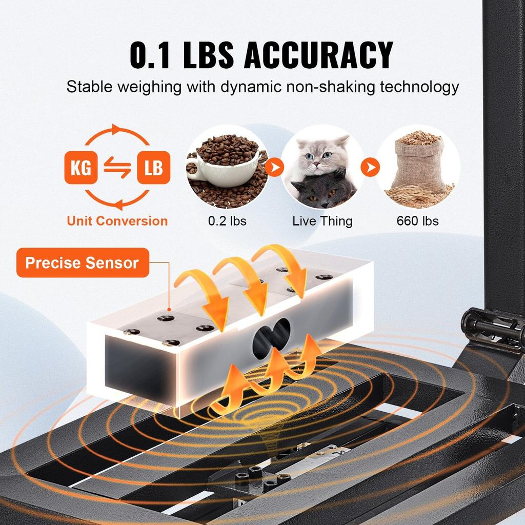 Computing Digital Platform Scale, 300 kg Load, 50 g High Accuracy, Electronic Floor Scale with LB/KG, Tare, Price Calculator, AC/DC Power Supply, Fit