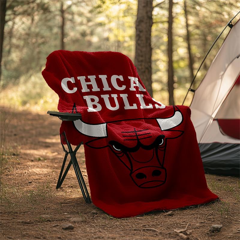 1pc Chicago Bulls Theme Blanket - Digital Print, Polyester, Cozy for All Seasons, Perfect for Outdoor, and Travel