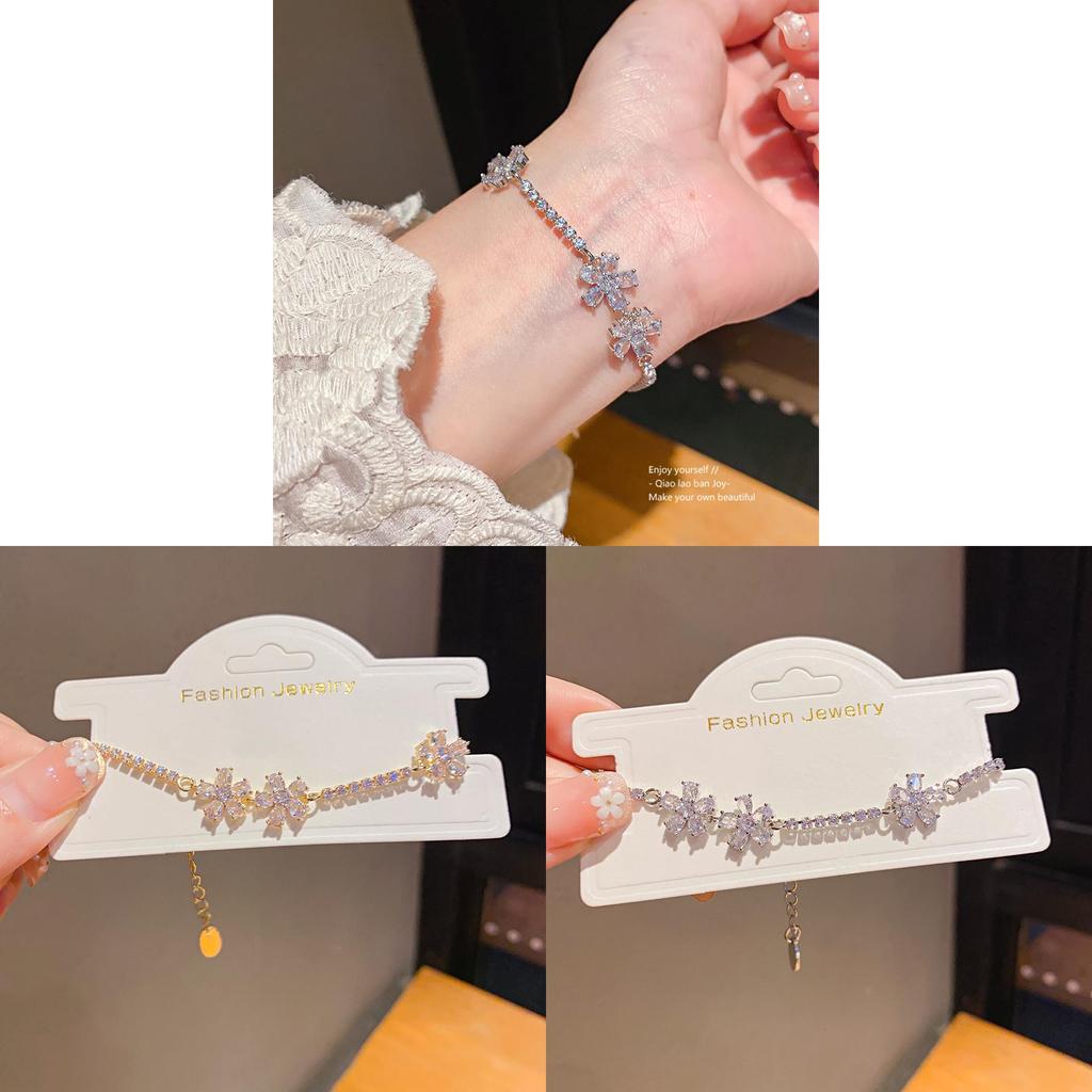 Floral Zircon Pendant Bracelets For Women With Elegant Copper And Plastic Material