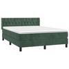3131138 vidaXL Divan Bed and Mattress Dark Green 140x190cm Velvet
