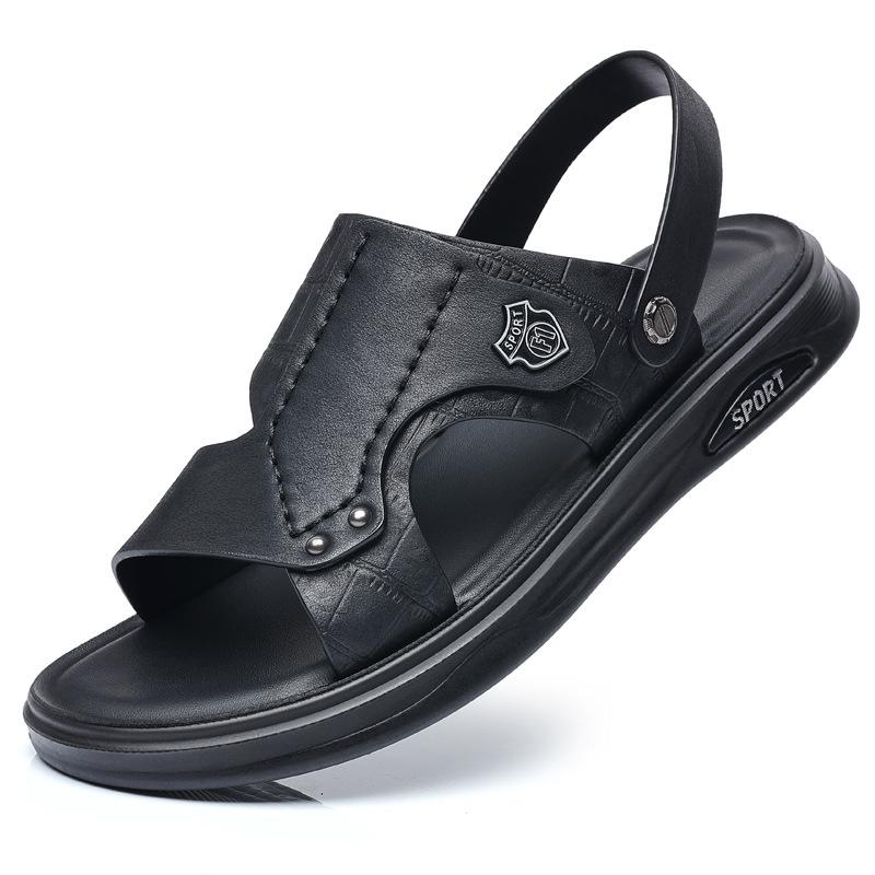 The first layer of cowhide summer new men's beach shoes genuine leather men's slippers breathable sandals non-slip leather sandals men's shoes