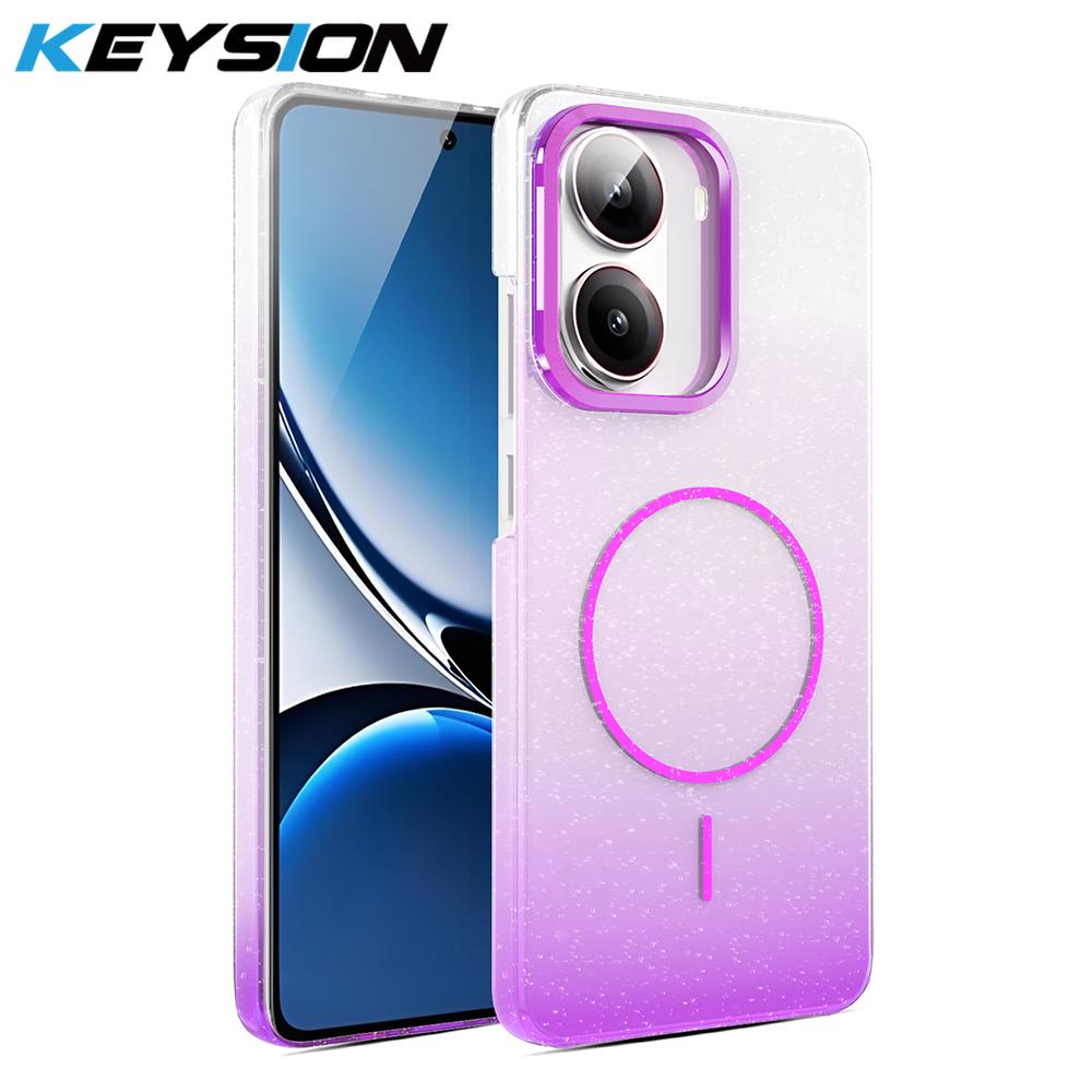 

KEYSION Luxury Gradient Glitter Magnetic Phone Case for Xiaomi POCO X7 Pro 5G Hard PC Shockproof Cover for Redmi Turbo 4 Pro for Redmi Turbo 4 Pro фиолетовый