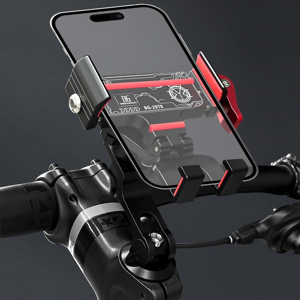 BENGGUO Bicycle Motorcycle Phone Mount 360-Degree Rotation Adjustable Handlebar Holder Aluminum Alloy Anti Shake
